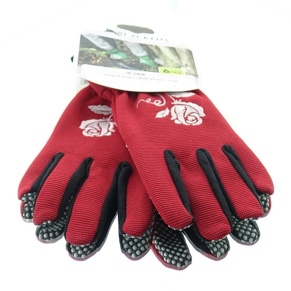 BLACKFOX® Garten - Handschuhe Lady´s Line Rose Rot Größe 6/XS