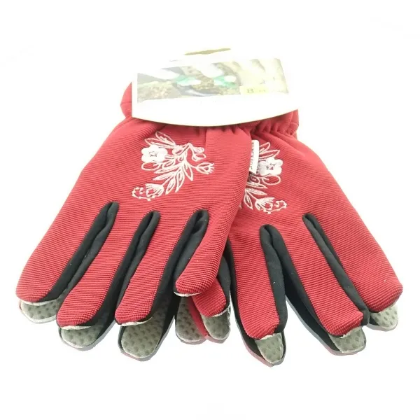 BLACKFOX® Garten - Handschuhe Lady´s Line Rot mit Dekor Größe 8/M