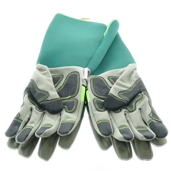 BLACKFOX® Garten - Handschuhe mit Unterarm-Neoprenschutz Grün & Grau Größe 10/XL