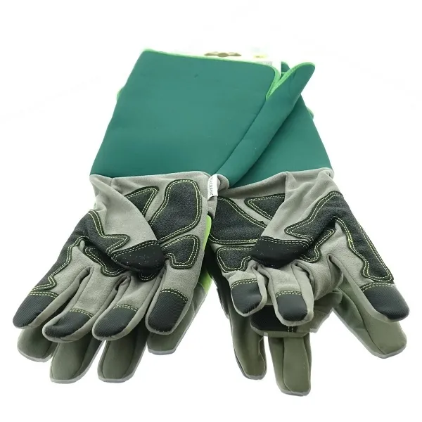 BLACKFOX® Garten - Handschuhe mit Unterarm-Neoprenschutz Grün & Grau Größe 9/L