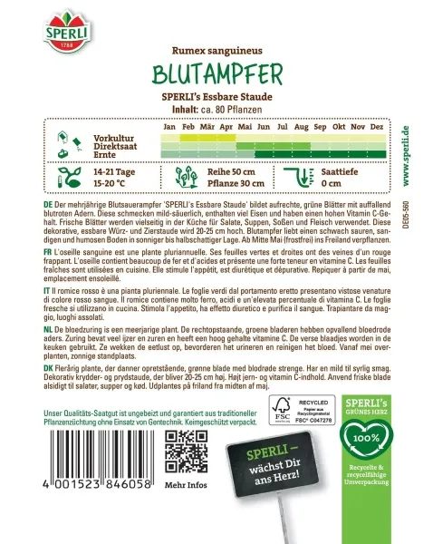 Blutampfer SPERLIs Essbare Staude - Gemüsesamen