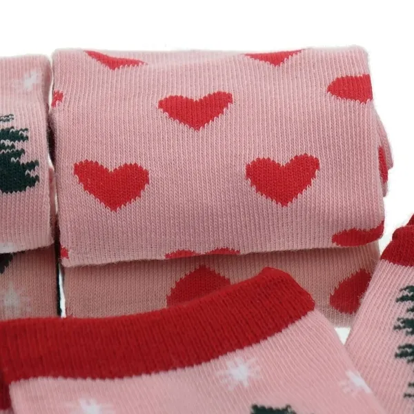 Boltze 2 Paar Socken Ranya Herzen & Tannenbäume Rosa & Grün - Polyester