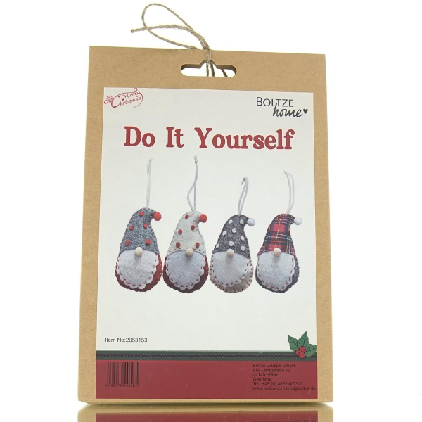 Boltze Weihnachtsdeko Kinder Do It Yourself Bastelset Wichtel Talis für 4 Anhänger