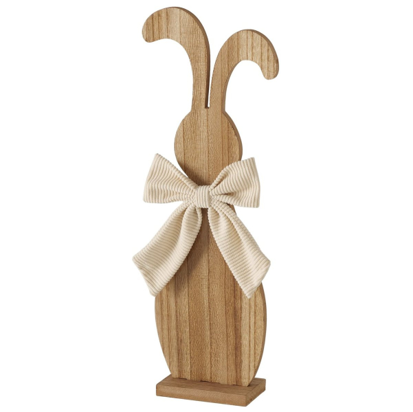 Boltze Osterdeko Hase Bernado S braun mit beigefarbener Schleife 40 cm - Holz & MDF