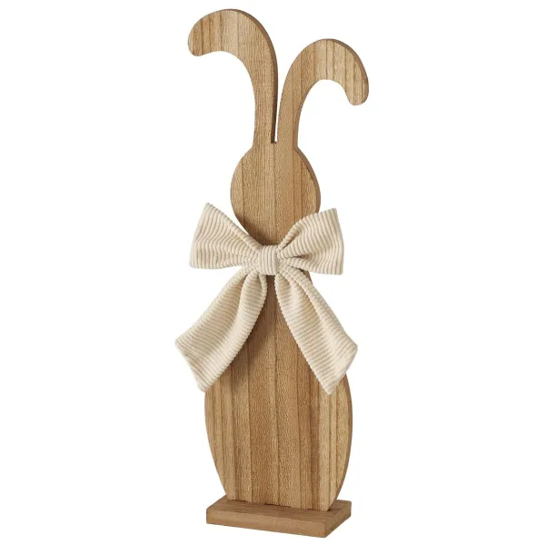 Boltze Osterdeko Hase Bernado S braun mit beigefarbener Schleife 40 cm - Holz & MDF