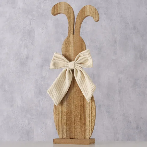 Boltze Osterdeko Hase Bernado S braun mit beigefarbener Schleife 40 cm - Holz & MDF