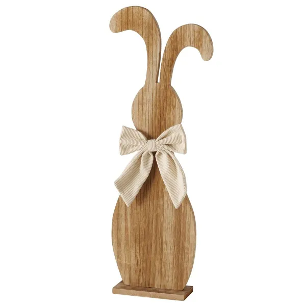 Boltze Osterdeko Hase Bernado M braun mit beigefarbener Schleife 60 cm - Holz & MDF