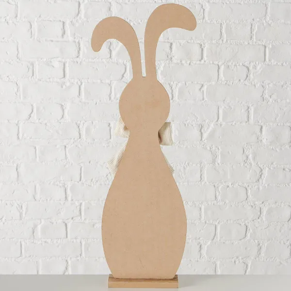 Boltze Osterdeko Hase Bernado M braun mit beigefarbener Schleife 60 cm - Holz & MDF