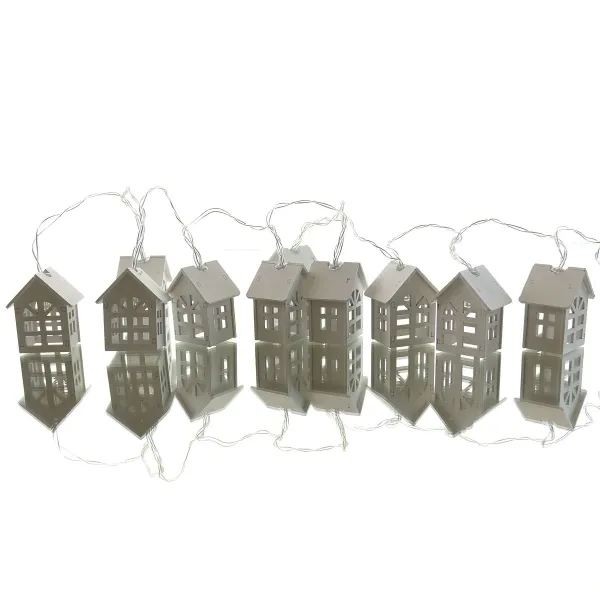 Boltze Lichterkette Piccolo Motiv Haus Weiß - L 185 cm