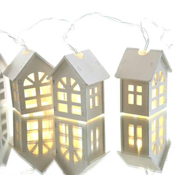 Boltze Lichterkette Piccolo Motiv Haus Weiß - L 185 cm