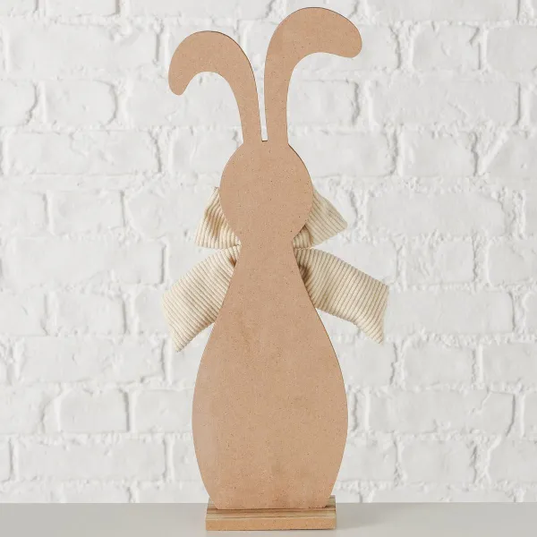 Boltze Osterdeko Hase Bernado S braun mit beigefarbener Schleife 40 cm - Holz & MDF