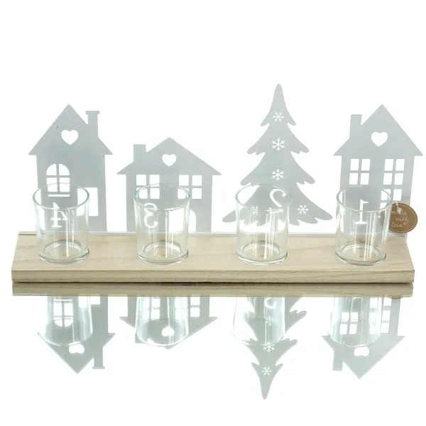 Boltze Weihnachts Adventswindlicht Dela Weiß 39 x 18,5 cm - Metall & Glas