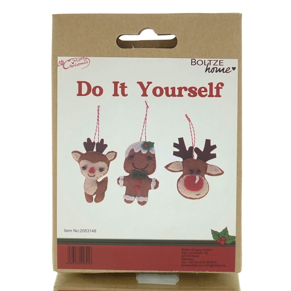 Boltze Weihnachtsdeko Kinder Do It Yourself Bastelset Hirsch Noeline für 3 Anhänger
