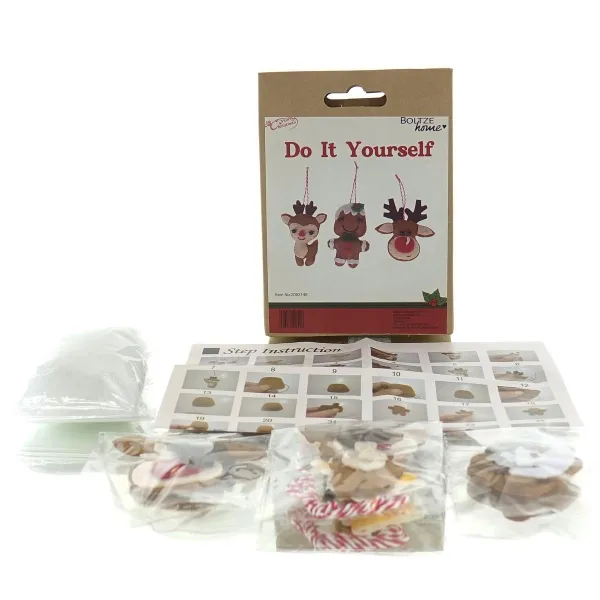 Boltze Weihnachtsdeko Kinder Do It Yourself Bastelset Hirsch Noeline für 3 Anhänger