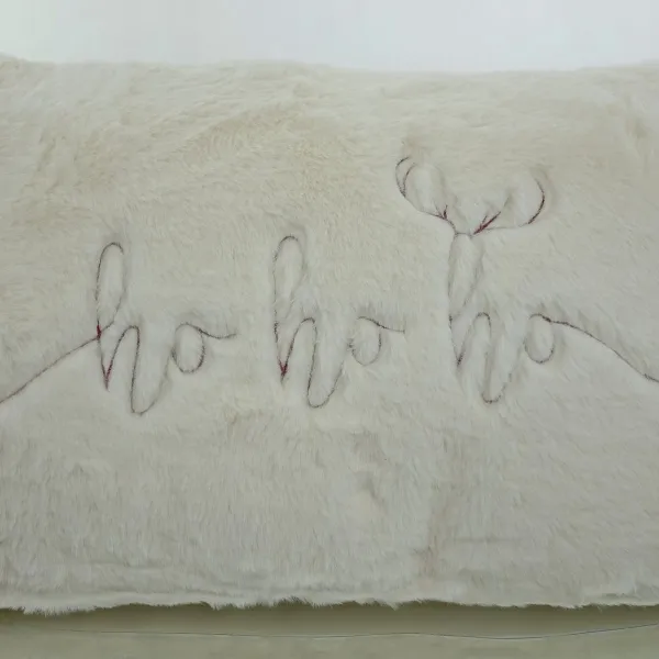 Boltze Weihnachtskissen Navid Cremeweiß `hohoho´ mit Geweih 58 x 30 cm - Polyester