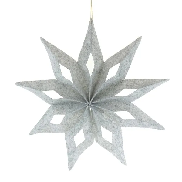 Boltze Weihnachtssternanhänger Kassio Hellgrau Ø 40 cm - Filzstoff