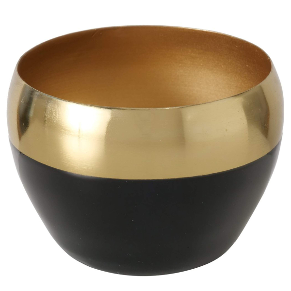 Boltze Windlicht Malva rund gold, schwarz Ø 8 cm H: 6 cm eisen handgemalt