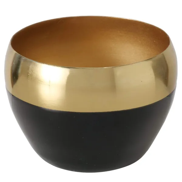 Boltze Windlicht Malva rund gold, schwarz Ø 8 cm H: 6 cm eisen handgemalt