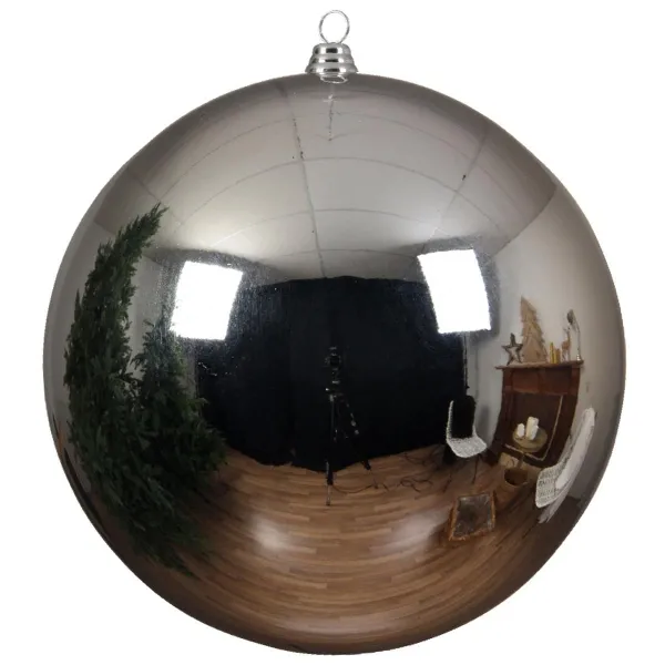 Bruchfeste Outdoor XXL Weihnachtskugel Silberfarben Ø 25 cm aus Kunststoff