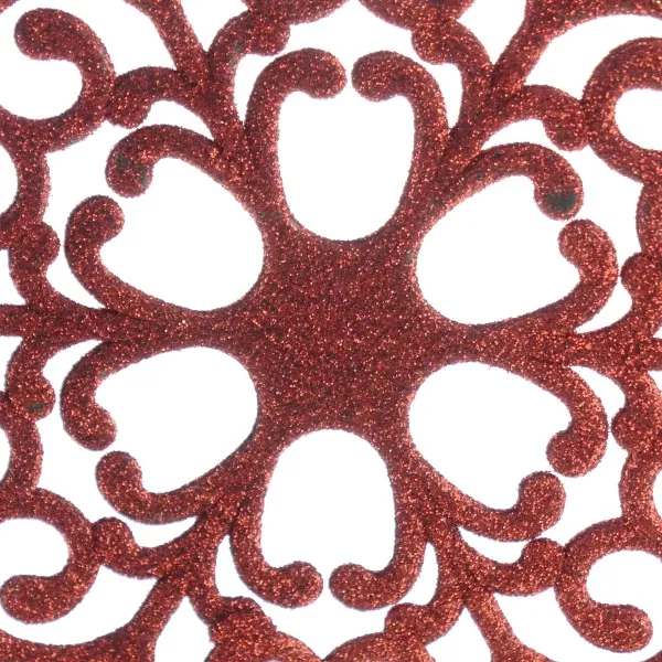 Bruchfeste Weihnachtsbaumspitze Barock Stern Rot mit Glitter aus Kunststoff