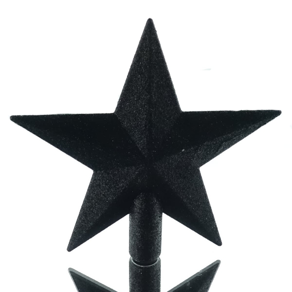 Bruchfeste Weihnachtsbaumspitze Stern Schwarz mit Glitter Ø 19 cm - Kunststoff
