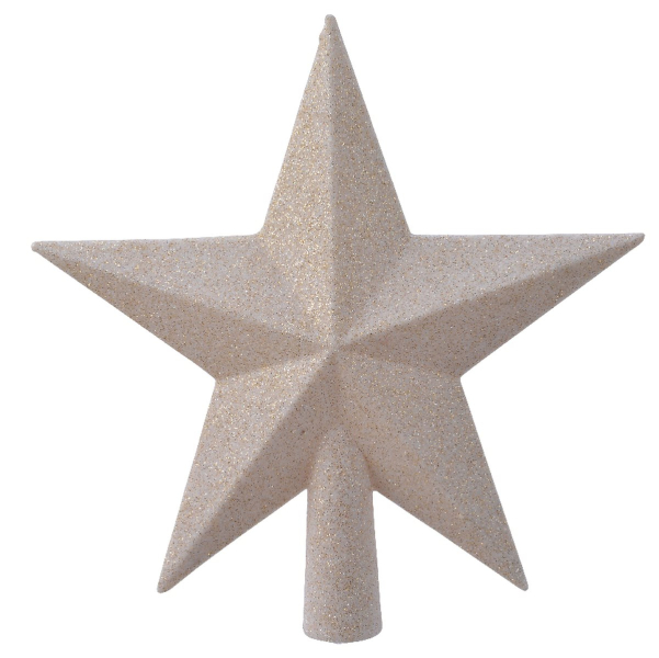 Bruchfeste Weihnachtsbaumspitze Stern Wollweiß mit Glitter Ø 19 cm - Kunststoff