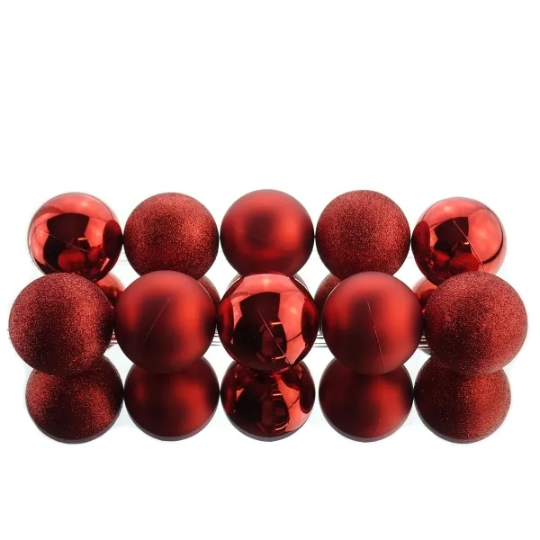 Bruchfeste Weihnachtskugeln Christmas Red rot Ø 6 cm aus Kunststoff - 10er Set