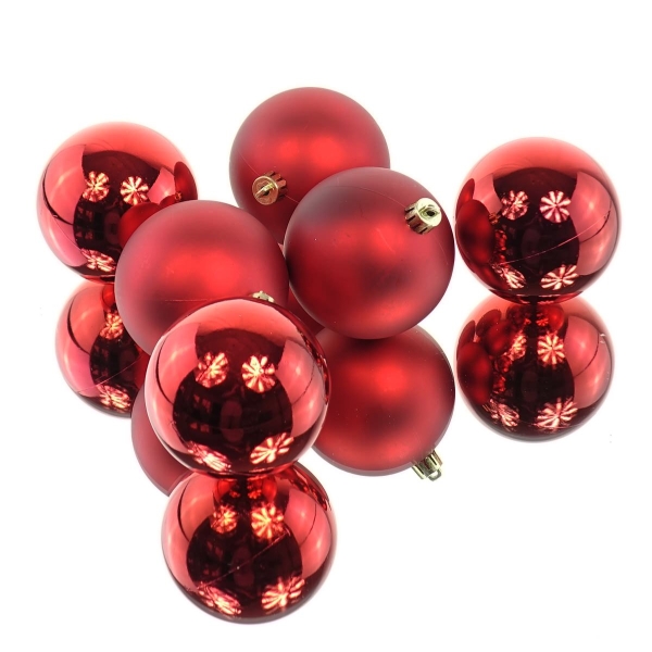 Bruchfeste Weihnachtskugeln Christmas Red rot Ø 8 cm aus Kunststoff - 6er Set