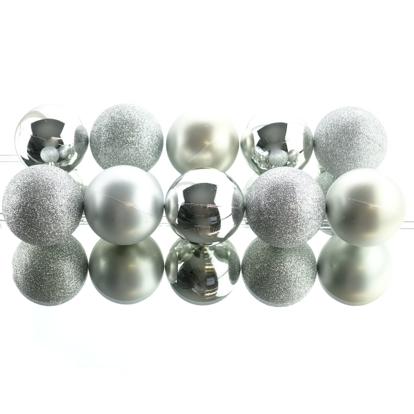 Bruchfeste Weihnachtskugeln Silberfarben Ø 6 cm aus Kunststoff - 10er Set 