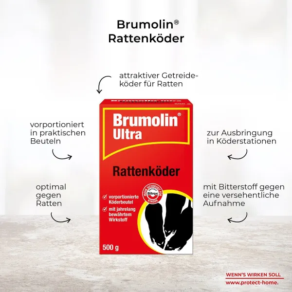 Brumolin® Ultra Rattenköder 500 g - 50 Köderbeutel x 3