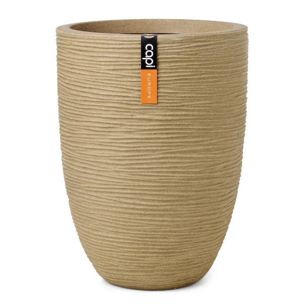 Capi Europe Pflanzgefäß Rib NL Elegant Beige niedrig Ø 34 cm x 46 cm - Kunststoff Capi Europe Pflanzgefäß Rib NL Elegant Beige niedrig Ø 34 cm x 46 cm - Kunststoff