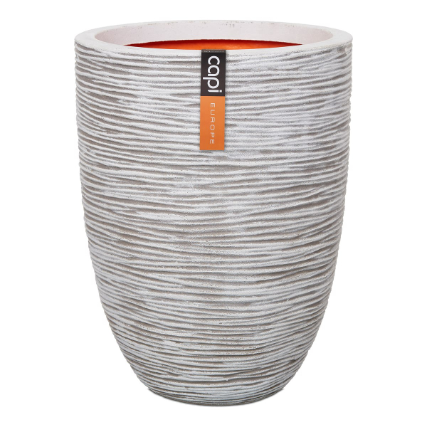 Capi Europe Pflanzgefäß Rib NL Elegant Elfenbeinfarben niedrig Ø 34 cm x 46 cm - Kunststoff