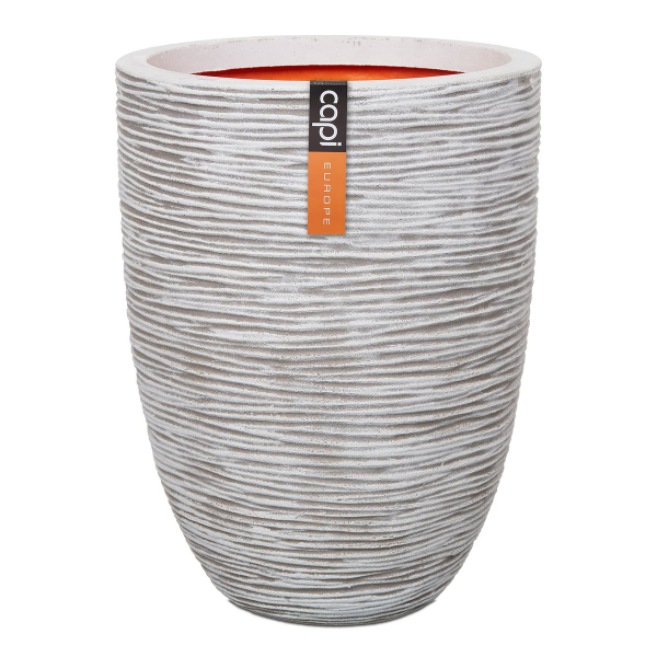 Capi Europe Pflanzgefäß Rib NL Elegant Elfenbeinfarben niedrig Ø 46 cm x 58 cm - Kunststoff
