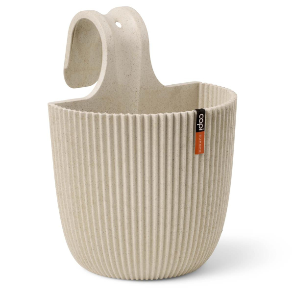 Capi Europe Pflanzgefäß für Balkongeländer Groove Beige 22 cm - Kunststoff