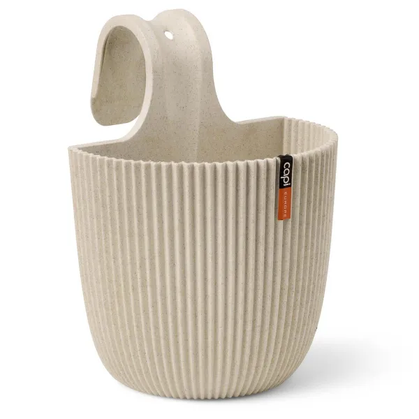 Capi Europe Pflanzgefäß für Balkongeländer Groove Beige 22 cm - Kunststoff