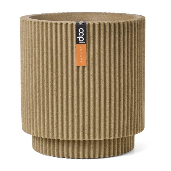 Capi Europe Pflanzgefäß Groove NL Zylinder Beige mit Isolierschicht Ø 43,5 cm - Kunststoff Capi Europe Pflanzgefäß Groove NL Zylinder Beige mit Isolierschicht Ø 43,5 cm - Kunststoff