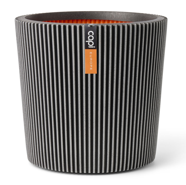 Capi Europe Pflanzgefäß Groove NL Konisch Anthrazit mit Isolierschicht Ø 36 cm - Kunststoff