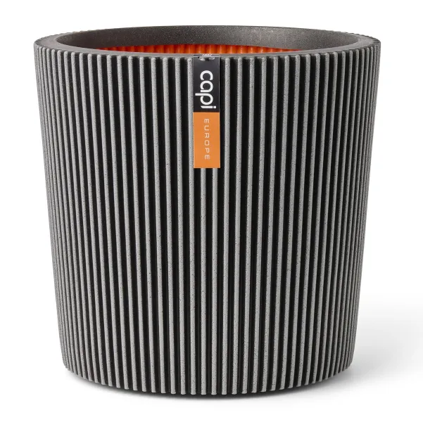 Capi Europe Pflanzgefäß Groove NL Konisch Anthrazit mit Isolierschicht Ø 36 cm - Kunststoff