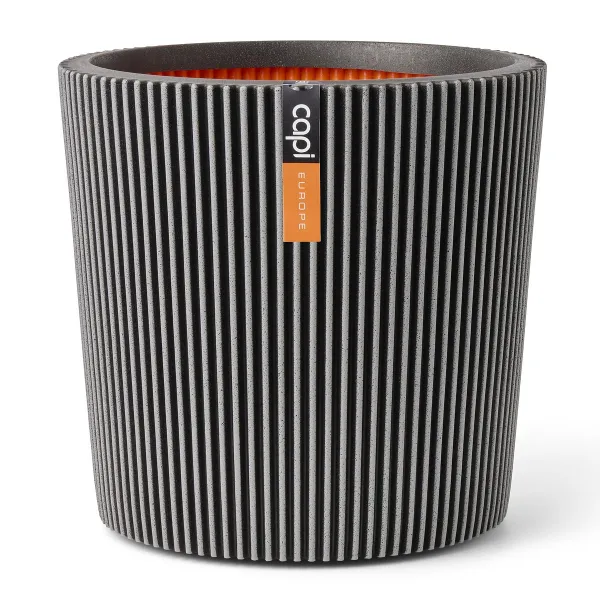 Capi Europe Pflanzgefäß Groove NL Konisch Anthrazit mit Isolierschicht Ø 45 cm - Kunststoff