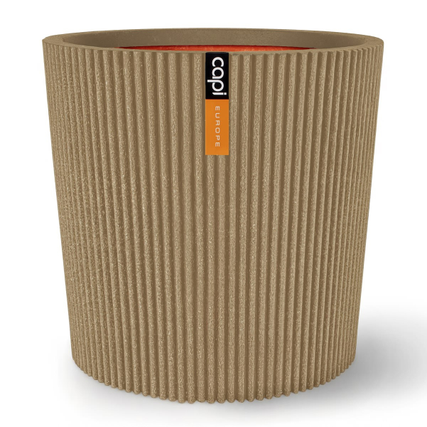 Capi Europe Pflanzgefäß Groove NL Konisch Beige mit Isolierschicht Ø 36 cm - Kunststoff