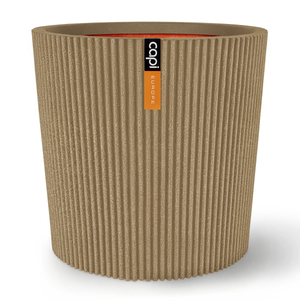 Capi Europe Pflanzgefäß Groove NL Konisch Beige mit Isolierschicht Ø 45 cm - Kunststoff