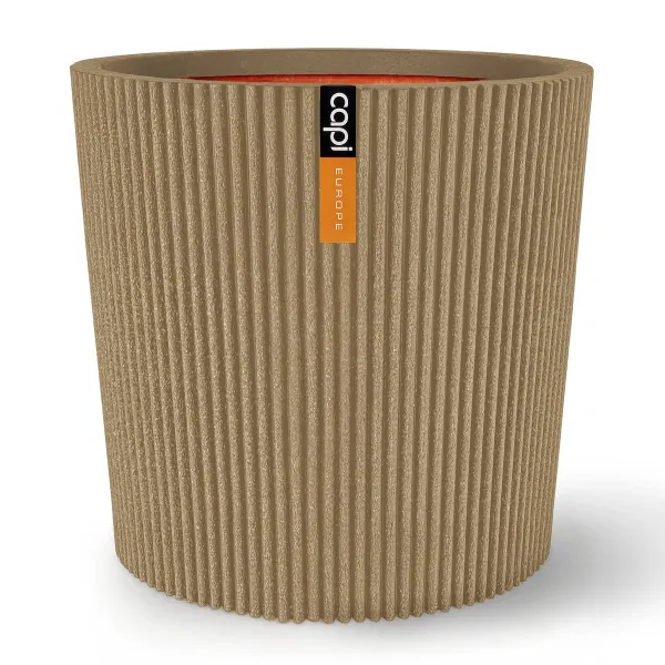Capi Europe Pflanzgefäß Groove NL Konisch Beige mit Isolierschicht Ø 45 cm - Kunststoff