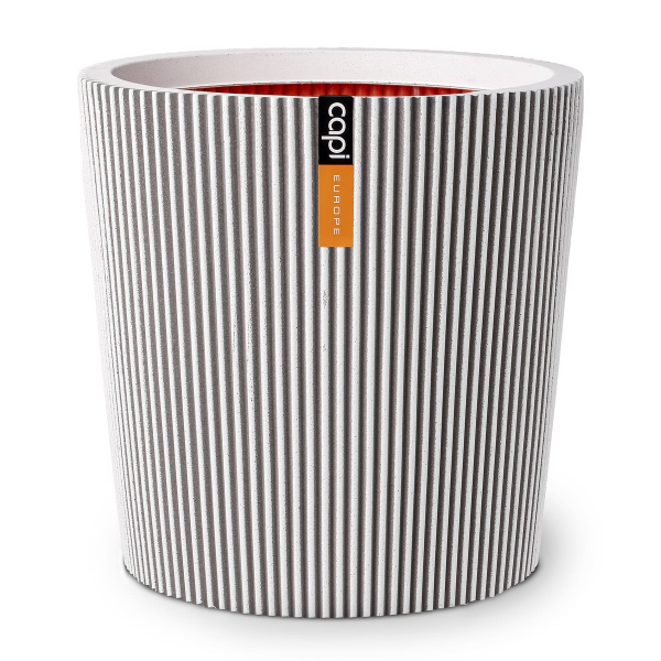 Capi Europe Pflanzgefäß Groove NL Konisch Elfenbeinfarben mit Isolierschicht Ø 36 cm - Kunststoff