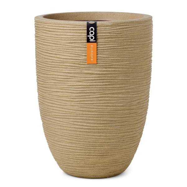 Capi Europe Pflanzgefäß Rib NL Elegant Beige niedrig Ø 34 cm x 46 cm - Kunststoff