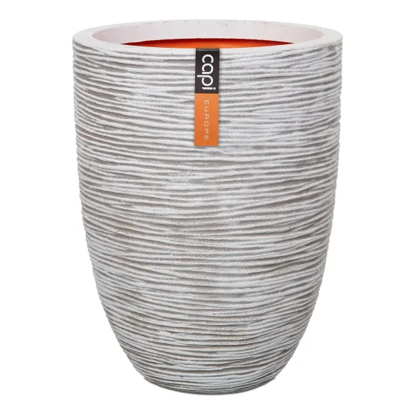 Capi Europe Pflanzgefäß Rib NL Elegant Elfenbeinfarben niedrig Ø 34 cm x 46 cm - Kunststoff Capi Europe Pflanzgefäß Rib NL Elegant Elfenbeinfarben niedrig Ø 34 cm x 46 cm - Kunststoff