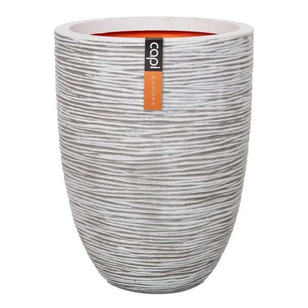 Capi Europe Pflanzgefäß Rib NL Elegant Elfenbeinfarben niedrig Ø 46 cm x 58 cm - Kunststoff Capi Europe Pflanzgefäß Rib NL Elegant Elfenbeinfarben niedrig Ø 46 cm x 58 cm - Kunststoff