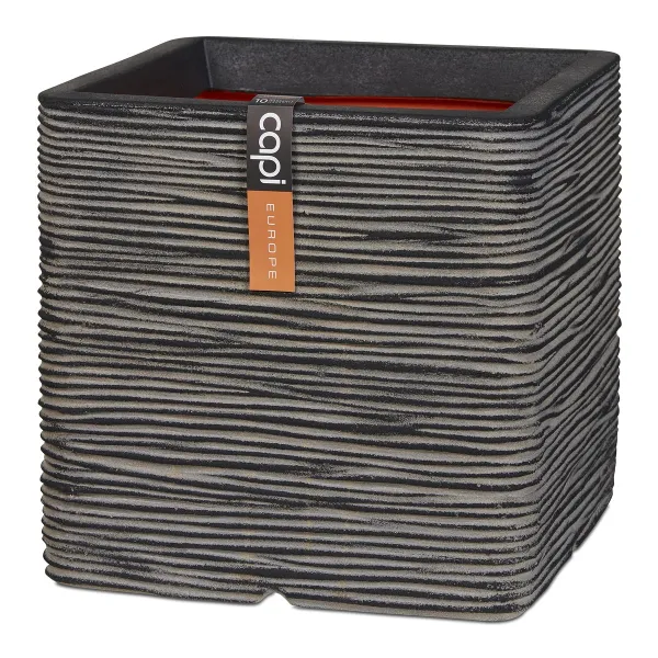 Capi Europe Pflanzgefäß Rib NL Quadratisch Anthrazit 30 x 30 cm - Kunststoff Capi Europe Pflanzgefäß Rib NL Quadratisch Anthrazit 30 x 30 cm - Kunststoff
