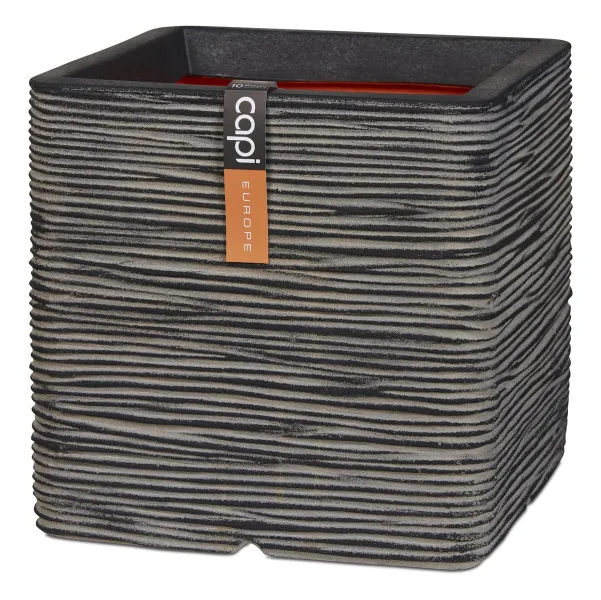 Capi Europe Pflanzgefäß Rib NL Quadratisch Anthrazit 40 x 40 cm - Kunststoff Capi Europe Pflanzgefäß Rib NL Quadratisch Anthrazit 40 x 40 cm - Kunststoff