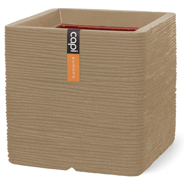 Capi Europe Pflanzgefäß Rib NL Quadratisch Beige 40 x 40 cm - Kunststoff Capi Europe Pflanzgefäß Rib NL Quadratisch Beige 40 x 40 cm - Kunststoff
