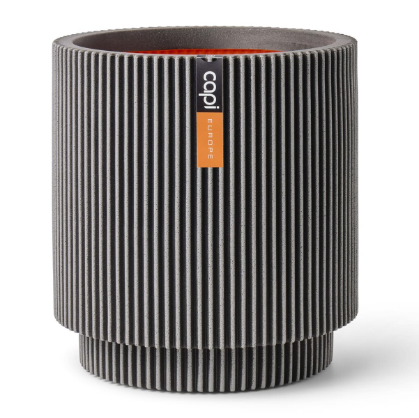 Capi Europe Übertopf Groove NL Zylinder Anthrazit mit Isolierschicht Ø 36,6 cm - Kunststoff